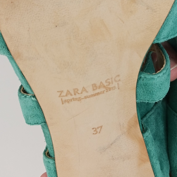 Zara Sz 37 Turquoise Suede Cutout Stiletto High Heel Festival Club Womens - Picture 10 of 10